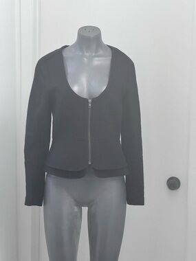 Banana Republic Black Zip-Front Peplum Blazer